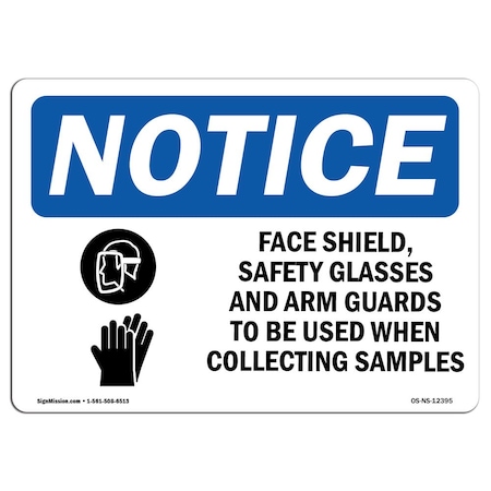 OSHA Notice Sign, Face Shields Safety Glasses With Symbol, 10in X 7in Decal
